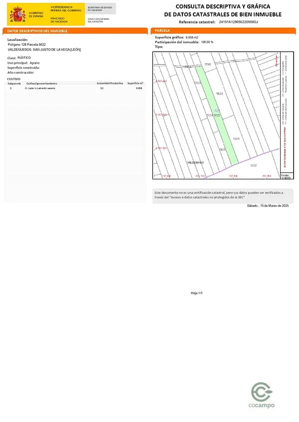 Finca rústica de 4,17 ha en venta en León