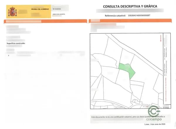 Finca agrícola de 0,08 ha en venta en Grado, Asturias
