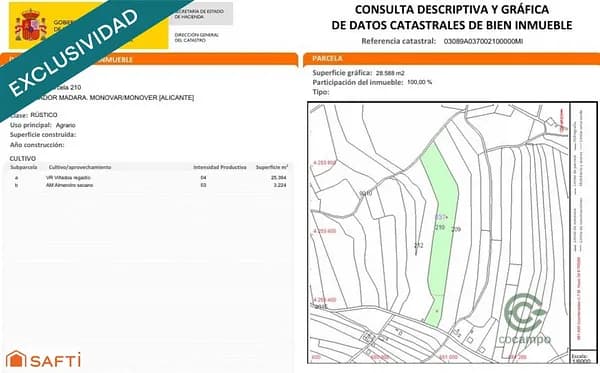 Finca agrícola de 2,6406 ha en venta en Monovar, Alicante