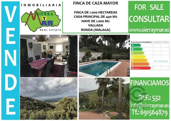 Finca rústica de 1000 ha en venta en Cádiz