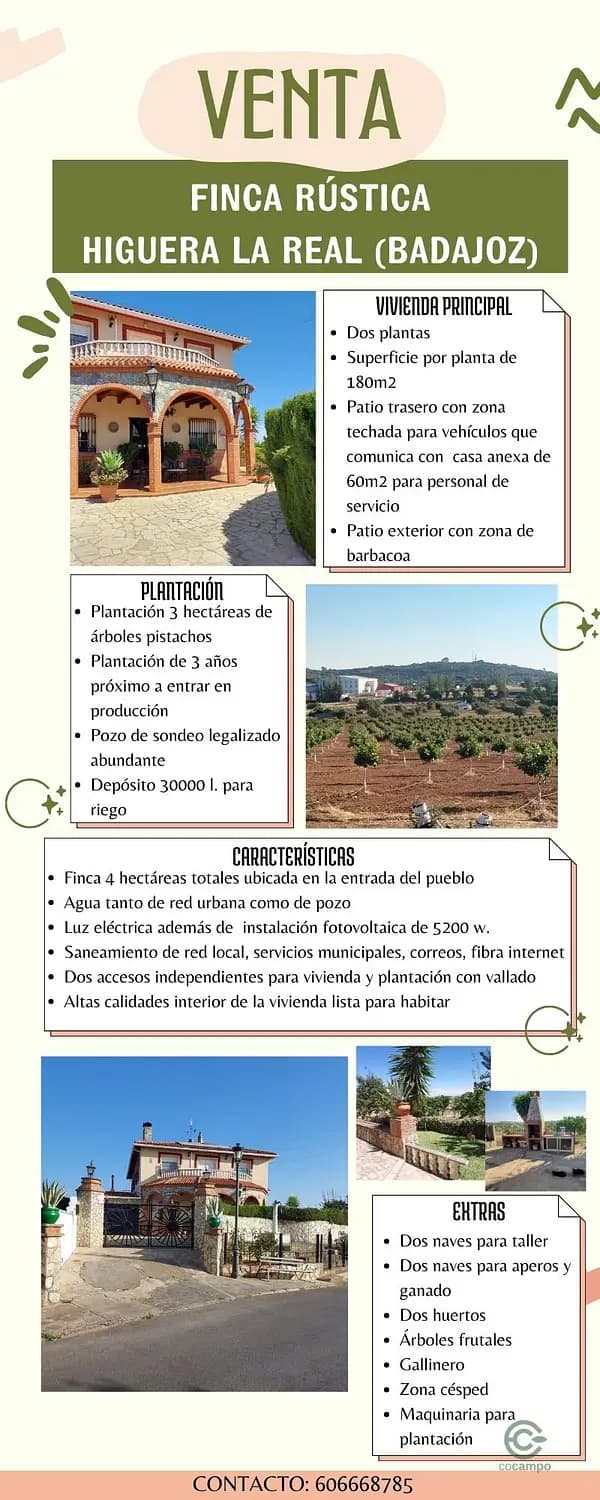 Finca rústica de 3,5 ha en venta en Badajoz