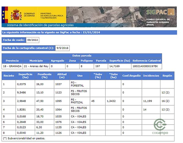 Finca agrícola de 16,7 ha en venta en Granada