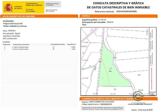 Finca agrícola de 2,18 ha en venta en La rioja