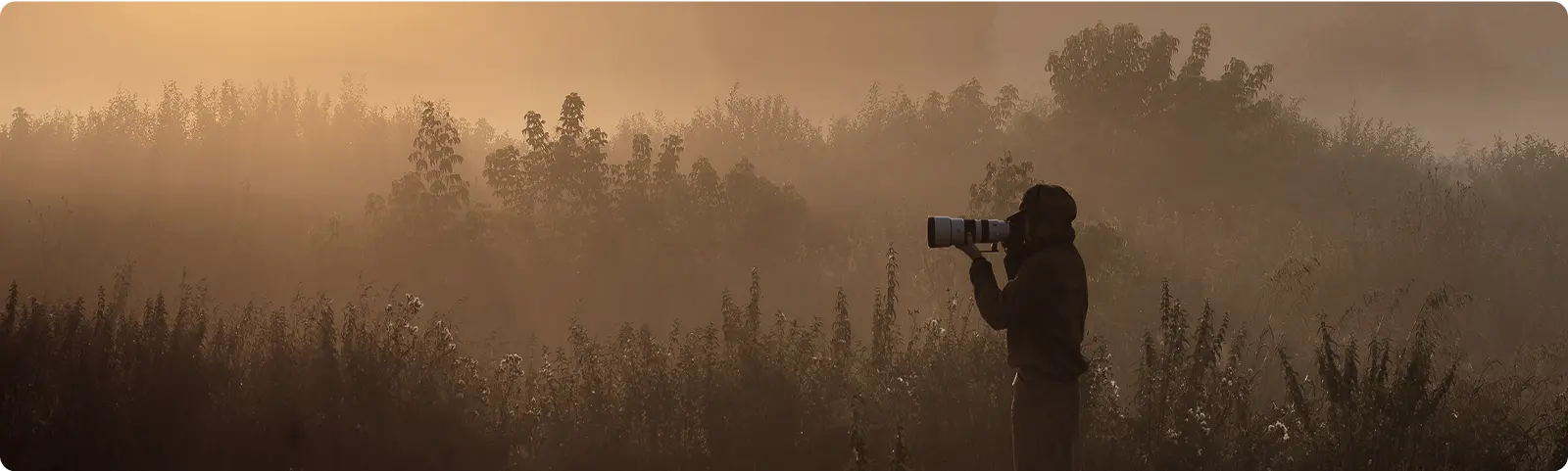 Hombre observa la fauna con un telescopio.